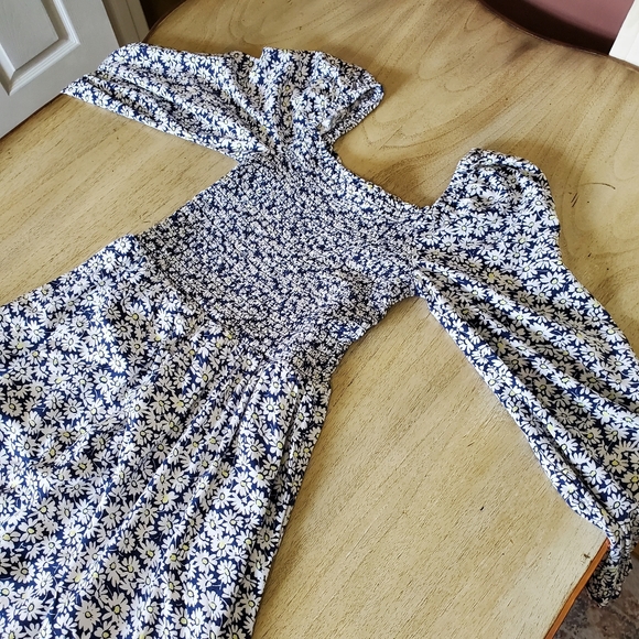 J. CREW XXS floral cottagecore blue and yellow dress Re-imagined - Picture 9 of 15